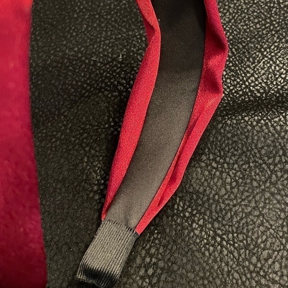 RUBY Red Sateen Shimmer Knotted Headband. - Picture 5 of 7